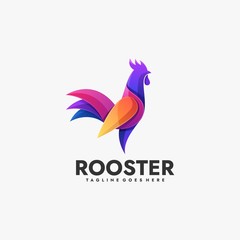 Vector Logo Illustration Rooster Gradient Colorful Style.
