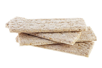 Healthy crispbread isolated on white background. Dietary concept and healthy vegetarian food.