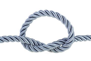 Rope knot isolated on a white background. Simple knot.