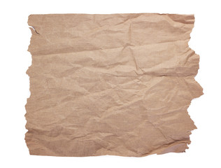 wrinkled or crumpled paper  on white background