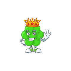 A charming King of staphylococcus aureus cartoon character design with gold crown
