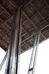 closeup of pillar and ceiling roof