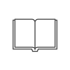 Book related vector thin line icon. Open book with blank sheets. Isolated on white background. Editable stroke. Vector illustration.