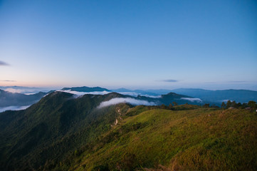 Foggy and mountain of Phu Chi Fa landscape, Thailand