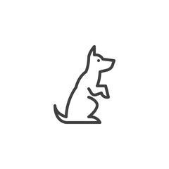 Obraz premium Dog training line icon. linear style sign for mobile concept and web design. Sitting dog outline vector icon. Symbol, logo illustration. Vector graphics