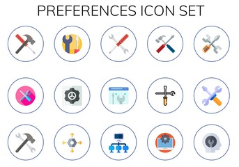 Modern Simple Set of preferences Vector flat Icons
