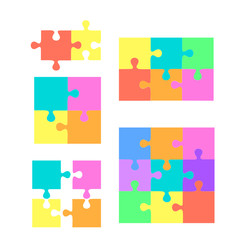 Naklejka premium Colorful Jigsaw puzzle pieces background.
