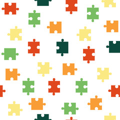 Colorful Jigsaw puzzle pieces seamless pattern background.