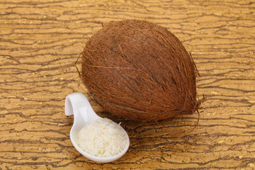 Fototapeta na wymiar Coconut shredded chip with nut