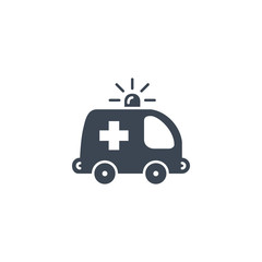 Ambulance Car related vector glyph icon. Isolated on white background. Vector illustration.