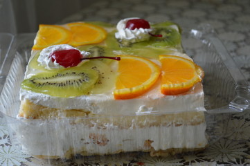 fruit cake orange kiwi and cherry