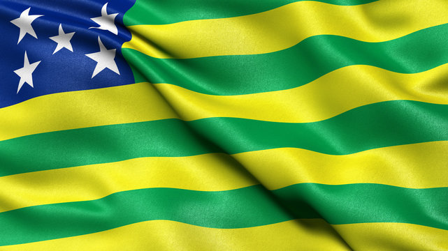 3D illustration of the Brazilian state flag of Goias waving in the wind.