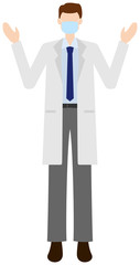 Vector image of a doctor in in the white coat with a mask