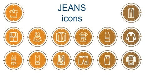 Editable 14 jeans icons for web and mobile