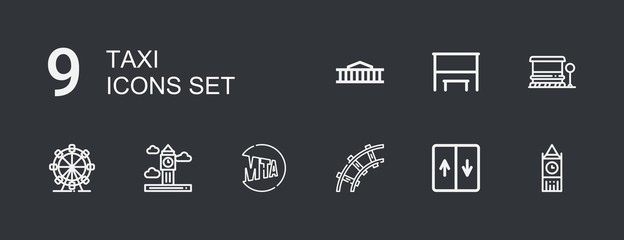 Editable 9 taxi icons for web and mobile