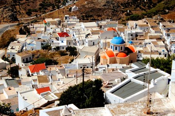 Greece, Serifos island, view of the town of Chora.