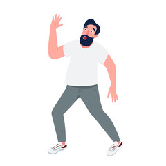 Stunned man flat color vector detailed character. Startled caucasian guy isolated cartoon illustration for web graphic design and animation. Panic attack, emotional reaction. Shock and daze expression