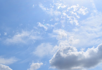 Sky blue background. Natural background.The sky with clouds and sunlight