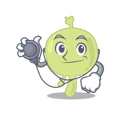 Smiley doctor cartoon character of lymph node with tools