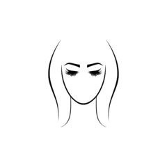 Woman face logo design isolated on white background