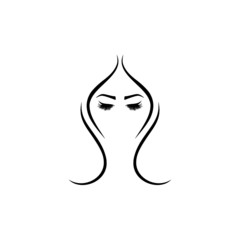 Woman face logo design isolated on white background