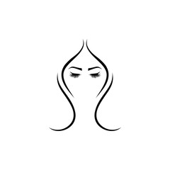 Woman face logo design isolated on white background