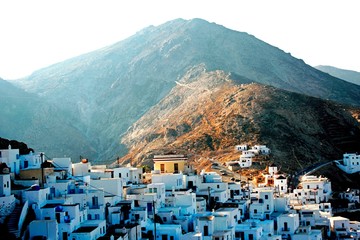 Greece, Serifos island, view of the town of Chora. - obrazy, fototapety, plakaty