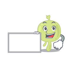 Cartoon character design of lymph node holding a board