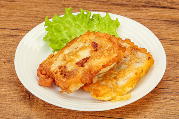 Roasted cod fish in bread
