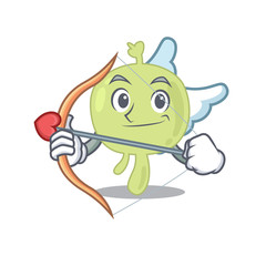 Lymph node in sweet romantic cupid cartoon drawing with arrow