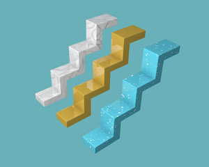 Marble staircase with gold. 3D illustration