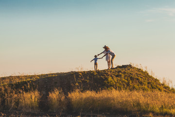 Boy trying to break free from parents