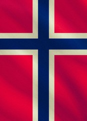 Obraz premium Vertical waving national flag icon of Norway
