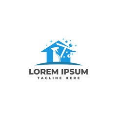 Home Cleaning Service with Spray Bottle Logo Vector Icon Illustration