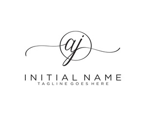 AJ Initial handwriting logo vector