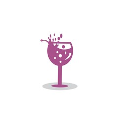 glass of wine or soda ice logo and vector icon
