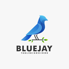 Vector Logo Illustration Bluejay Gradient Colorful Style.