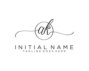 AK Initial handwriting logo vector