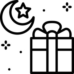 Star and crescent with giftbox icon, ramadan festival related vector