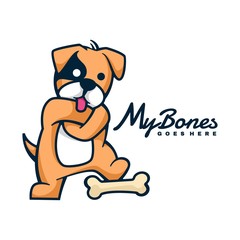 Vector Logo Illustration My Bones Mascot Cartoon Style.