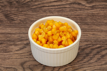 Sweet corn seeds in the bowl