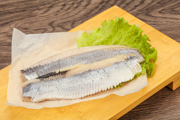 Herring fillet with salad leaves