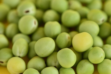 グリーンピース　背景黄色