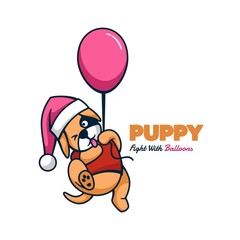 Vector Logo Illustration Puppy Mascot Cartoon Style.