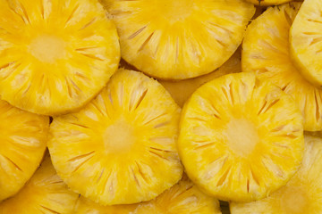 Juicy pineapple slices close up
