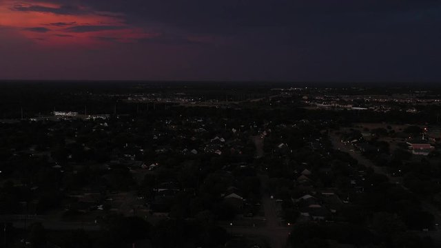 Residential neighborhood at dusk, Bryan, Texas, USA