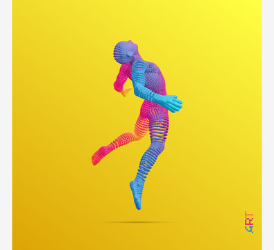 Jumping man. Man floating and hovering in the Air. 3d vector illustration.