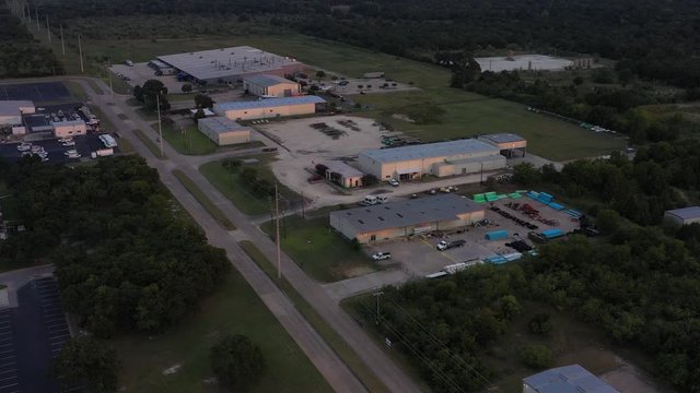 Warehouse buildings and yards, Bryan, Texas, USA