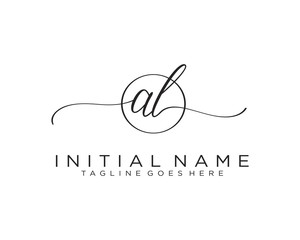 AL Initial handwriting logo vector
