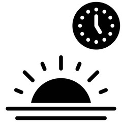 Sunrise with clock icon, fasting during ramadan vector